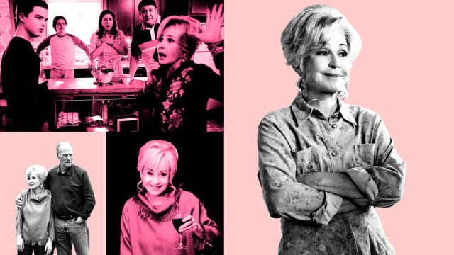 A photo illustration of Annie Potts with scenes of her in ‘Young Sheldon’