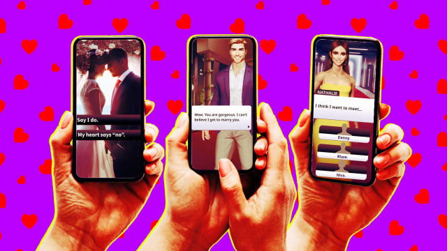A photo illustration of Netflix’s Love Is Blind mobile game.