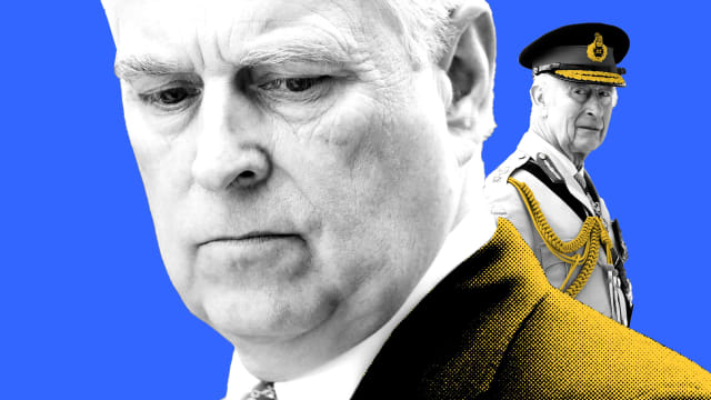 A photo illustration of Prince Andrew and King Charles