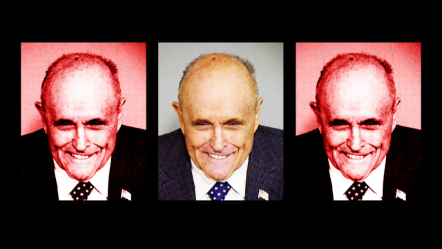 A photo illustration of Rudy Giuliani Maricopa County Sheriff's Office booking photograph.
