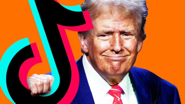 Donald Trump with the TikTok logo