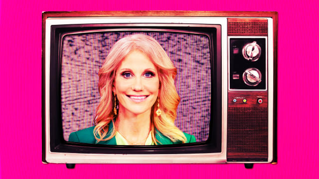 A photo illustration of Kellyanne Conway on TV.