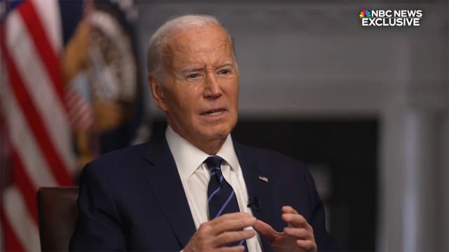 Joe Biden sits for an interview with NBC News’ Lester Holt.