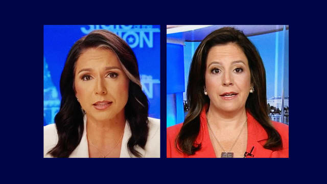 Elise Stefanik (right) and Tulsi Gabbard (left) during TV spots on September 1, 2024