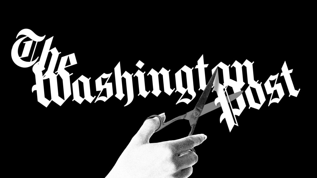 The Washington Post logo getting snipped.