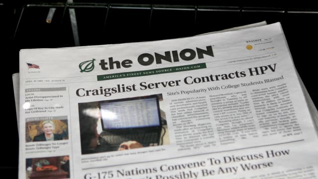 A copy of The Onion newspaper.