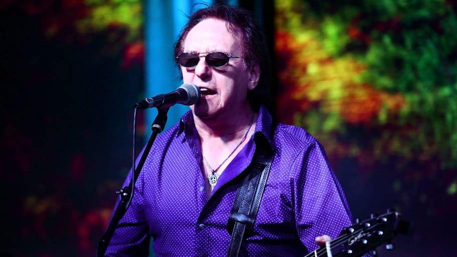 Denny Laine, co founder of the classic rock bands Moody Blues and Wings, performs onstage at Bogies on August 23, 2018