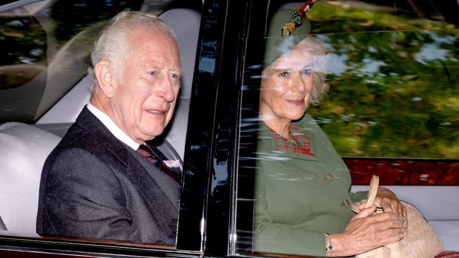 King Charles III and Queen Camilla arrive at Crathie Kirk, near Balmoral, for a Sunday church service on Sunday September 8, 2024.