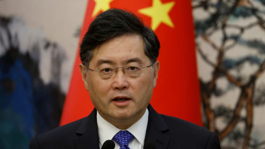 China's former Foreign Minister Qin Gang attending a press conference when he was in office following talks with his Dutch counterpart Wopke Hoekstra in Beijing, China, May 23, 2023. 