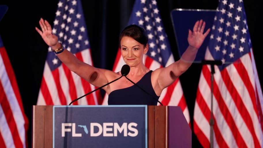 Democratic Gubernatorial candidate and Commissioner of Agriculture Nikki Fried gives her campaign speech during the gala event of the Florida Democratic Party Leadership Blue 2022 convention in Tampa, Florida, U.S. July 16, 2022.
