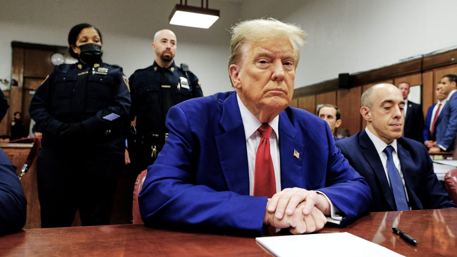 Former U.S. President Donald Trump sits in the courtroom at New York State Supreme Court in New York, New York, U.S., 30 April 2024.