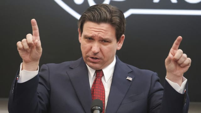 Florida Gov. Ron DeSantis delivers remarks at NeoCity Academy in Kissimmee, Florida, on Jan. 26, 2024.