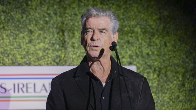 Pierce Brosnan speaks onstage at the 18th Annual Oscar Wilde Awards held at Bad Robot on March 7, 2024 in Santa Monica, California.