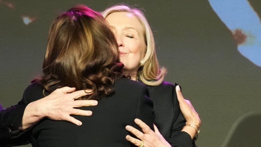 Hillary Clinton hugs Vice President Kamala Harris