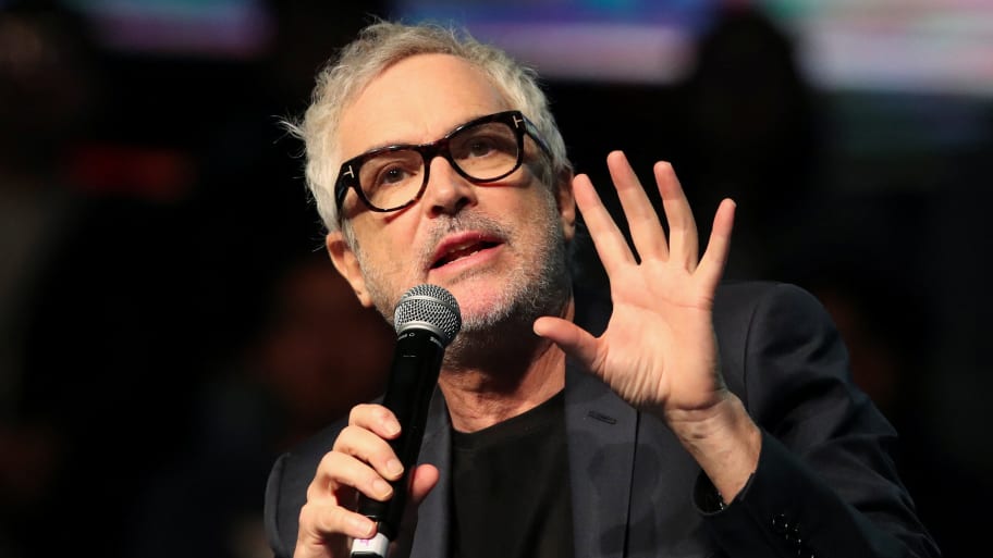 Filmmaker Alfonso Cuaron addresses an audience in Mexico City.