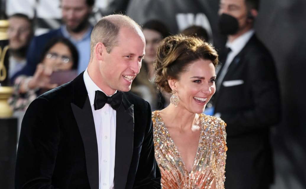 Britain's Prince William, Duke of Cambridge, and Catherine, Duchess of Cambridge attend the world premiere of the James Bond film "No Time To Die" at the Royal Albert Hall in London, Britain, September 28, 2021.