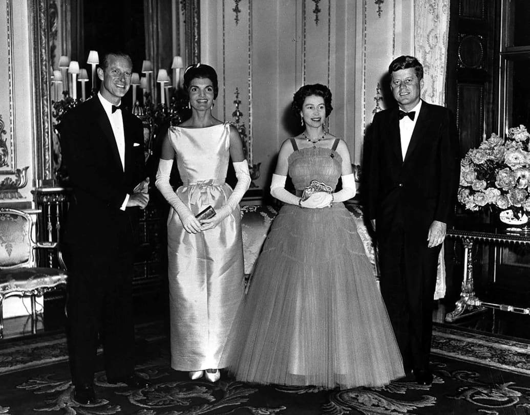 Queen Elizabeth II and Prince Philip pose with U.S. President John F. Kennedy and First Lady Jacqueline Kennedy at Buckingham Palace in London, Britain, June 5, 1961.