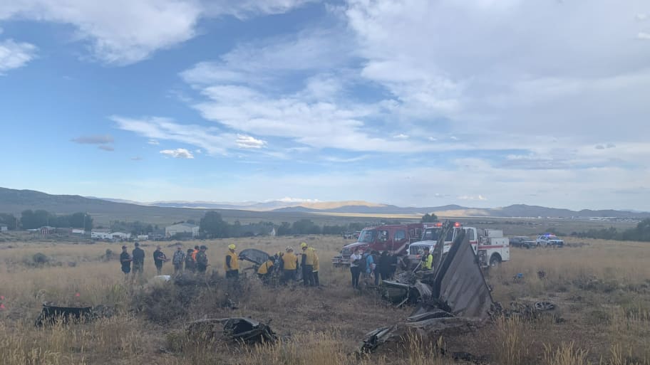 The wreckage after two planes collided at the Reno Championship Air Races.