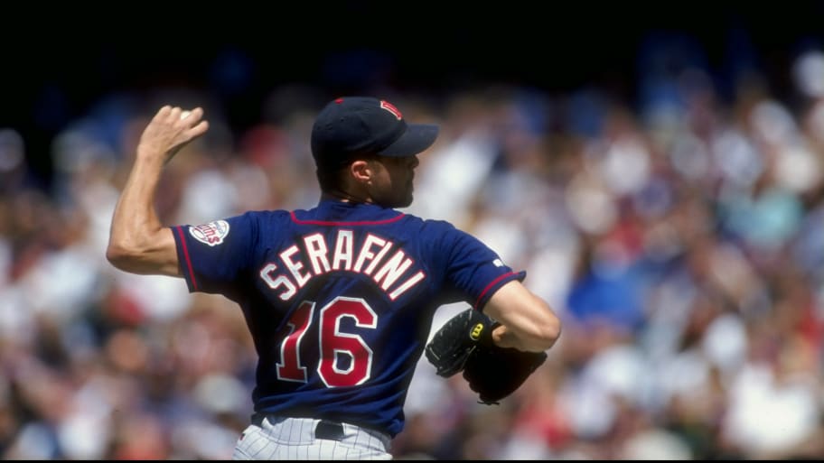 Pitcher Daniel Serafini #16 of the Minnesota Twins in 1998