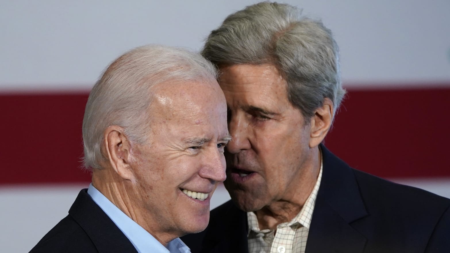 President Joe Biden (L) and former Democratic presidential candidate John Kerry 