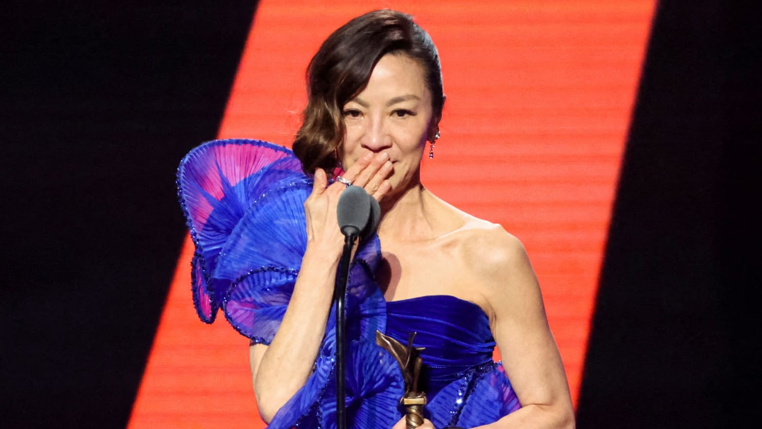 Michelle Yeoh receives the Best Lead Performance award for "Everything Everywhere All at Once" at the 38th Film Independent Spirit Awards