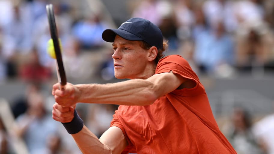 Jannik Sinner playing in the French Open in 2024.