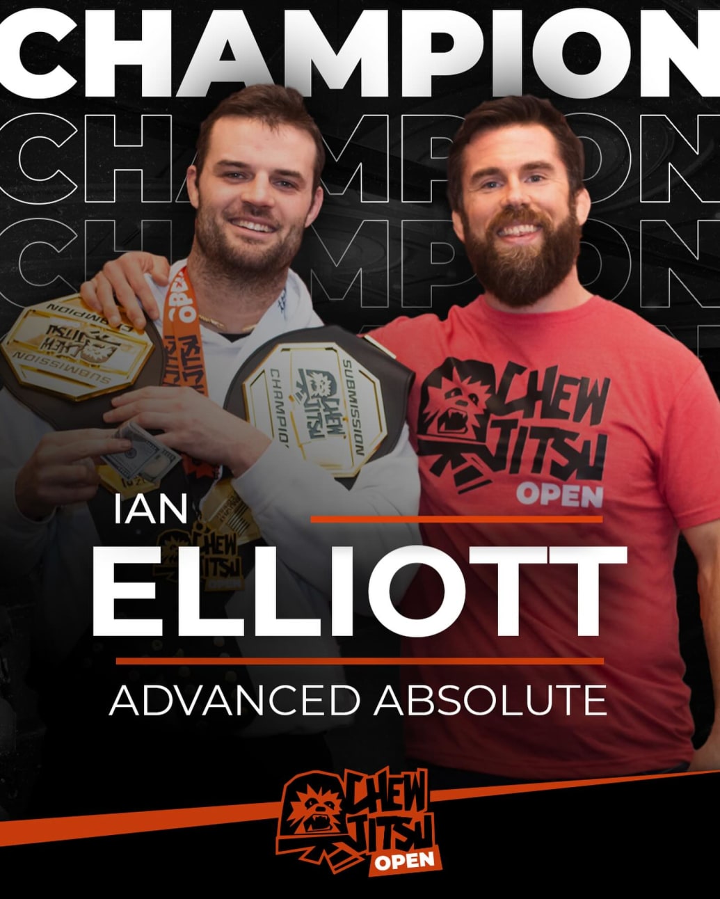 MMA influencer Nick Albin presents white supremacist Ian Elliott with an award at the Chewjitsu Open Louisville, February 2024.