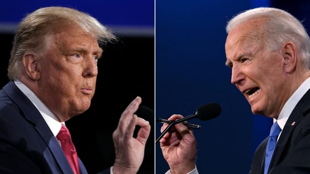 Donald Trump and Joe Biden face off during the October 2020 debate.