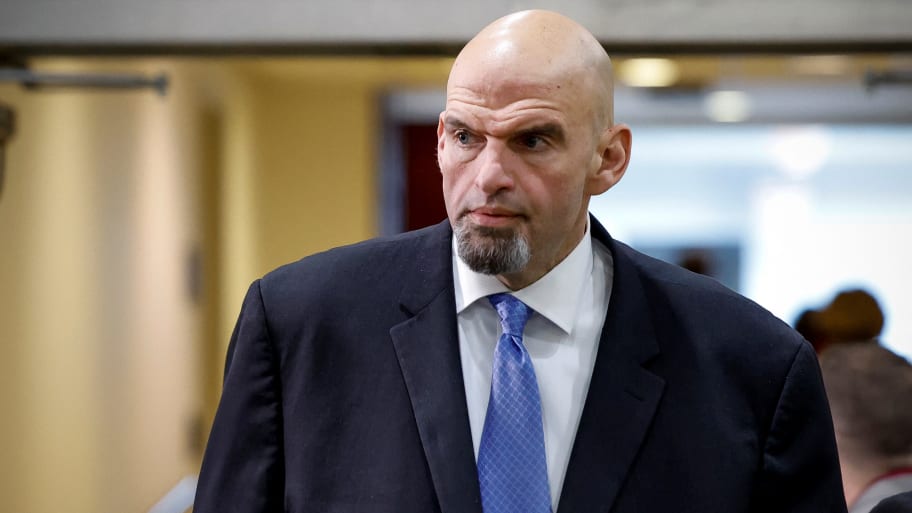 U.S. Senator John Fetterman leaves a classified briefing for U.S. Senators about the latest unknown objects shot down by the U.S. military, on Capitol Hill