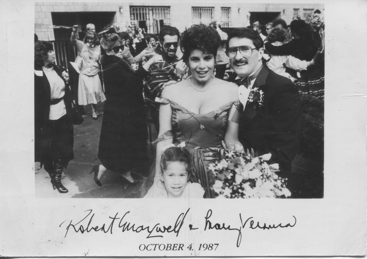 Veronica and Robert’s wedding postcard, 1987. 
