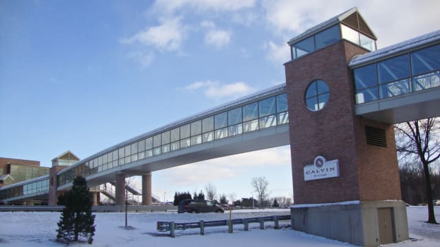 A photo of the Calvin University campus in winter.