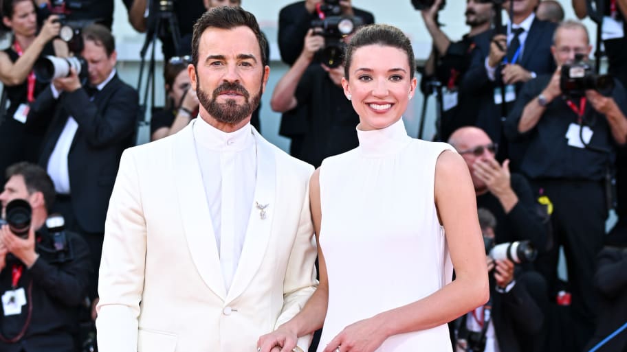 Justin Theroux and Nicole Brydon Bloom on the red carpet at the Venice Film Festival in 2024.