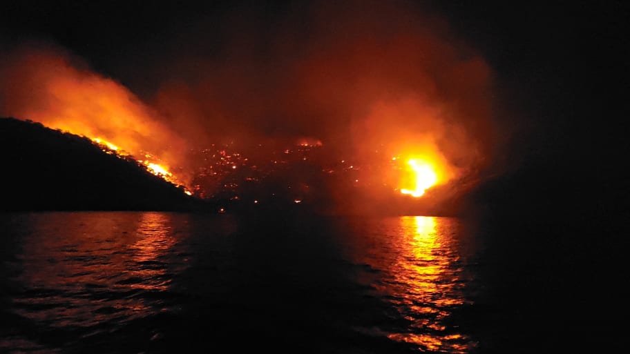 A general view of a forest fire on the island of Hydra, Greece June 21, 2024. 