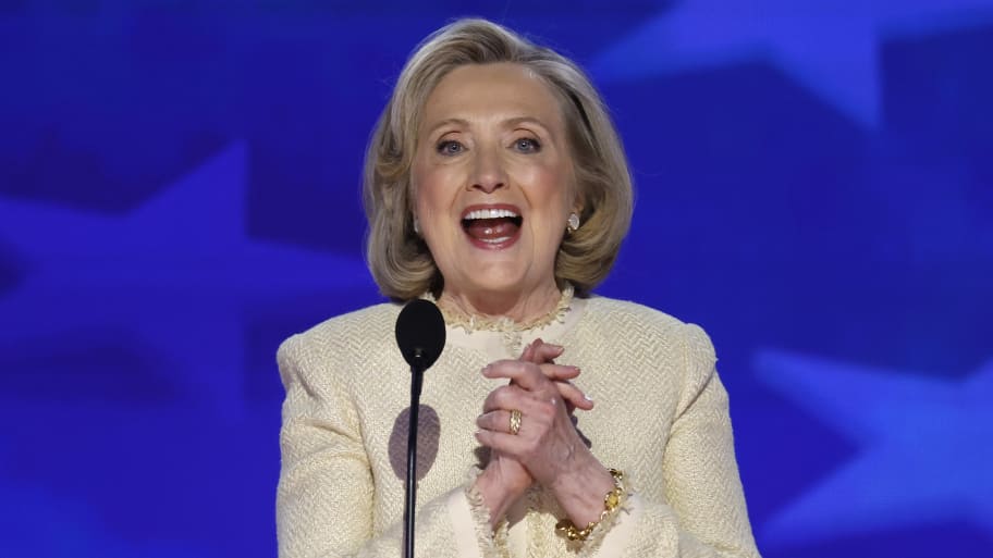 Former U.S. Secretary of State Hillary Clinton speaks onstage during the first day of the Democratic National Convention at the United Center on August 19, 2024 in Chicago, Illinois. 