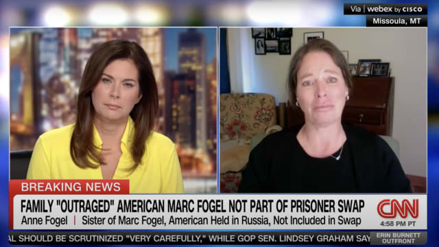 Anne Fogel, the sister of Marc Fogel—a U.S. teacher still detained in Russia—says her family feels “stabbed in the back” after he was not included in the prisoner swap deal.