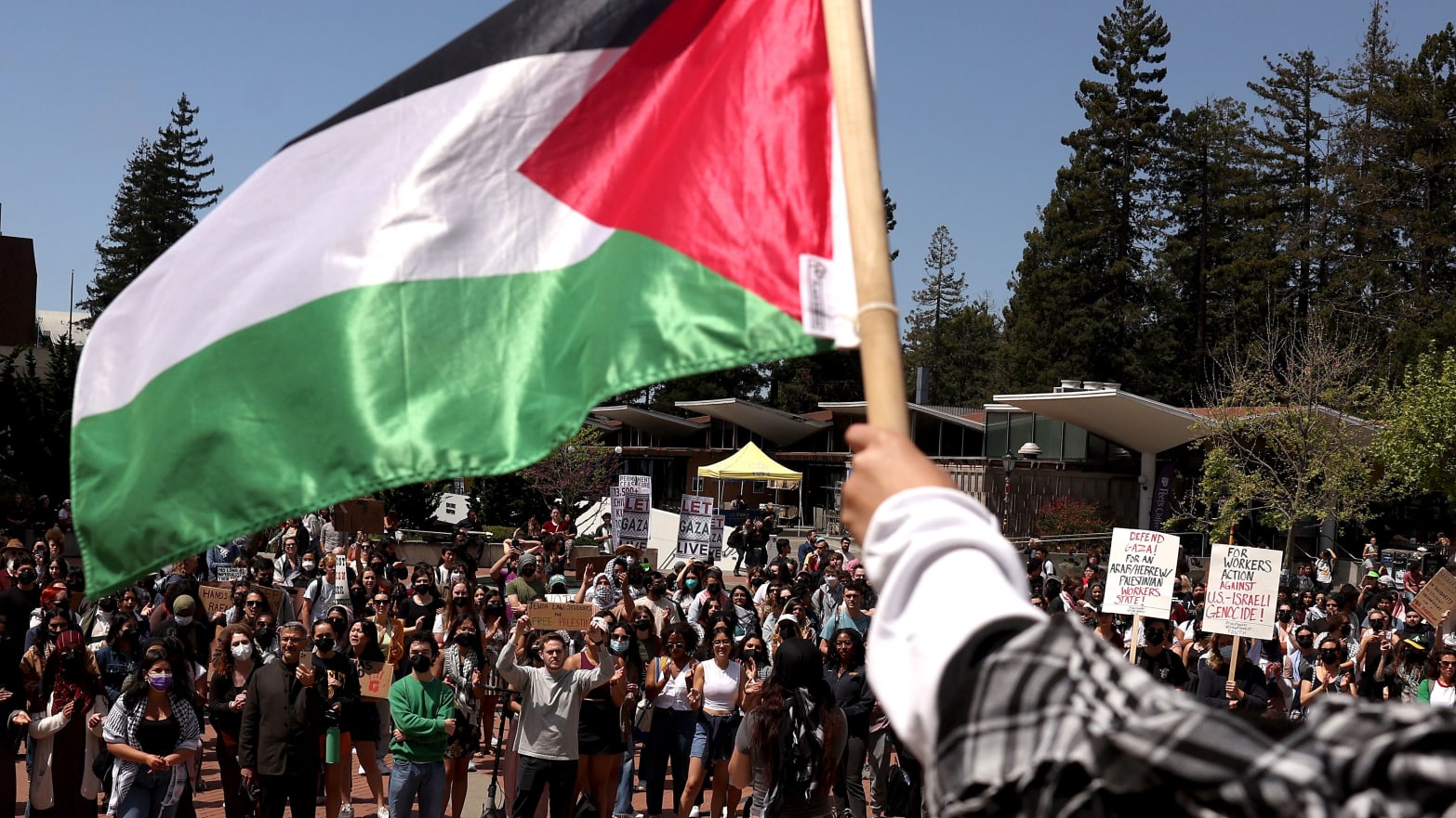 Photograph of a pro-Palestine protest at UC Berkeley