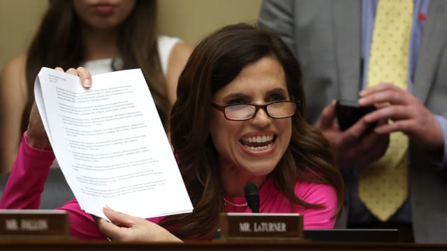 Rep. Nancy Mace (R-SC) questions Secret Service Director Kimberly Cheatle as she testifies before the House Oversight and Accountability Committee on July 22, 2024 in Washington, D.C.