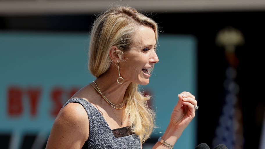Jennifer Siebel Newsom speaks during an appearance with her husband in San Leandro, California, Sept. 8, 2021.  