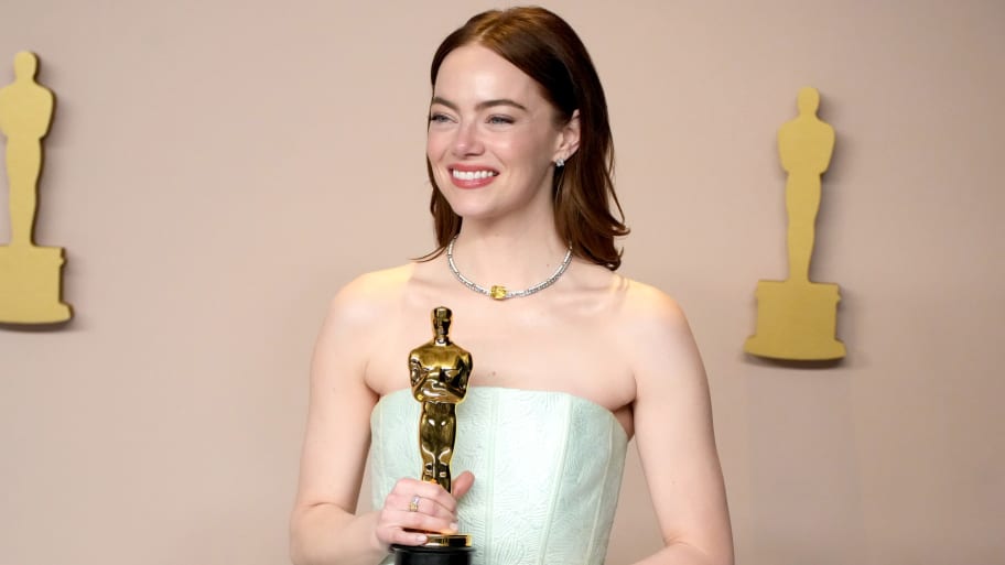 Emma Stone, winner of the Best Actress in a Leading Role award for “Poor Things”, onstage in the press room at the 96th Annual Academy Awards on March 10, 2024 in Hollywood, California.