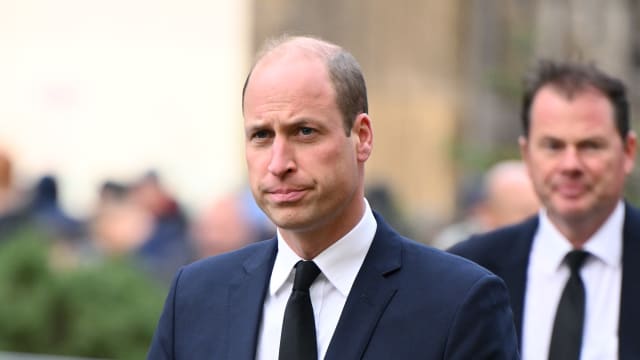 Prince William, Prince of Wales attends the funeral of Sir Bobby Charlton in November 2023.