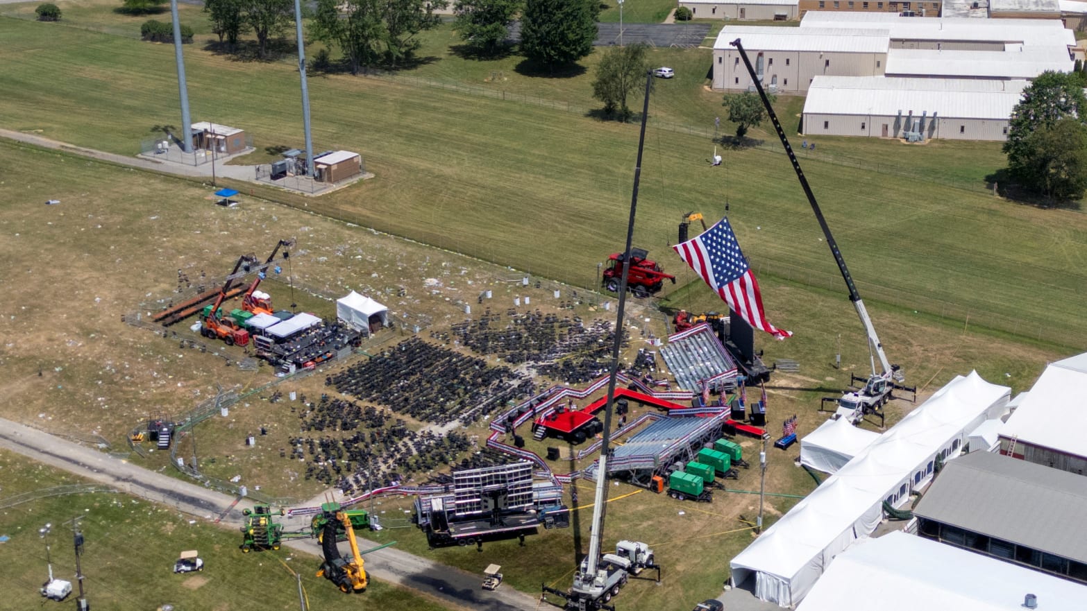 An aerial view of Trump's rally site after the assassination attempt 