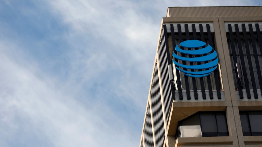 An AT&T logo on a building in Pasadena, California.