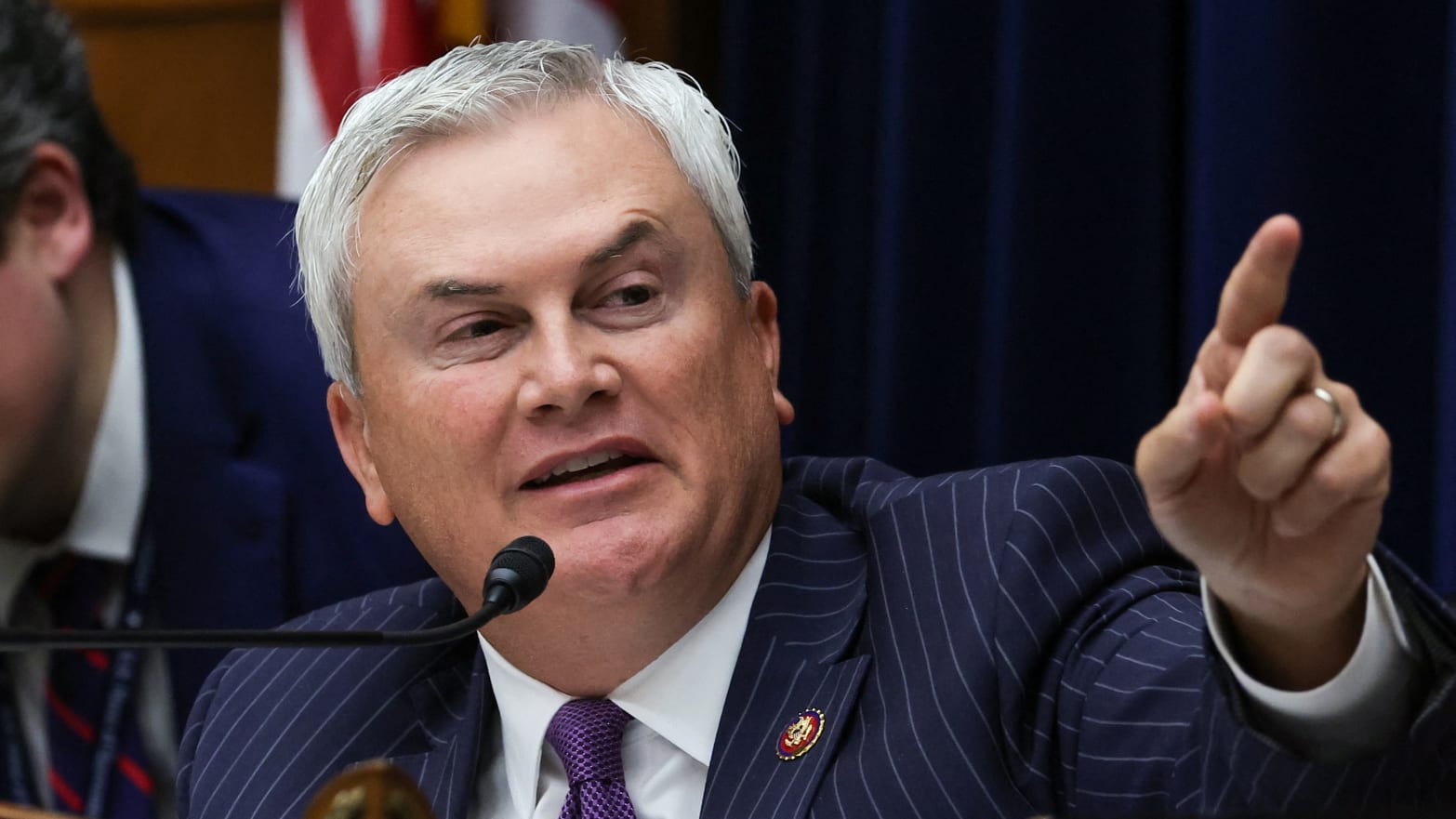 Chairman James Comer (R-KY) gestures as he speaks during a House Oversight and Accountability Committee impeachment inquiry