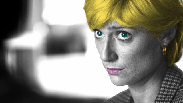 Photo illustration of Princess Diana in a film still from 'The Crown.'