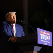 Republican presidential candidate and former U.S. President Donald Trump speaks during a campaign rally.