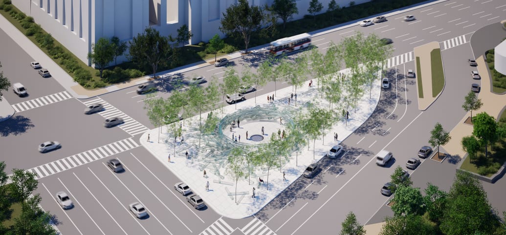 Artist renderings of the Fallen Journalist Memorial in Washington, D.C.