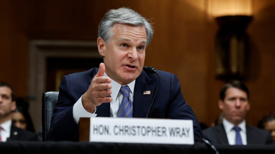 FBI Director Christopher Wray testifies before a Senate Homeland Security and Governmental Affairs hearing