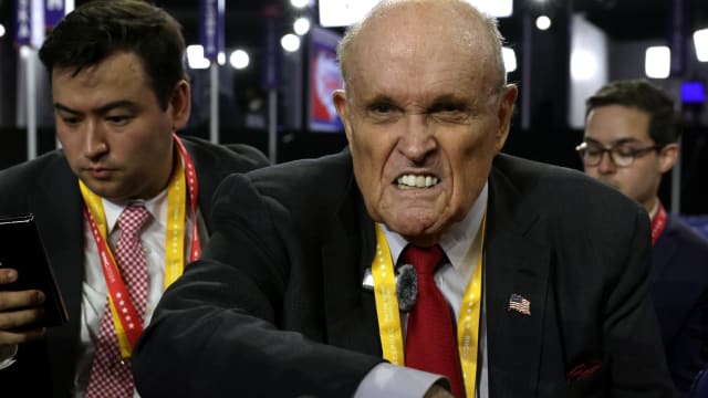 Rudy Giuliani attends the second day of the Republican National Convention