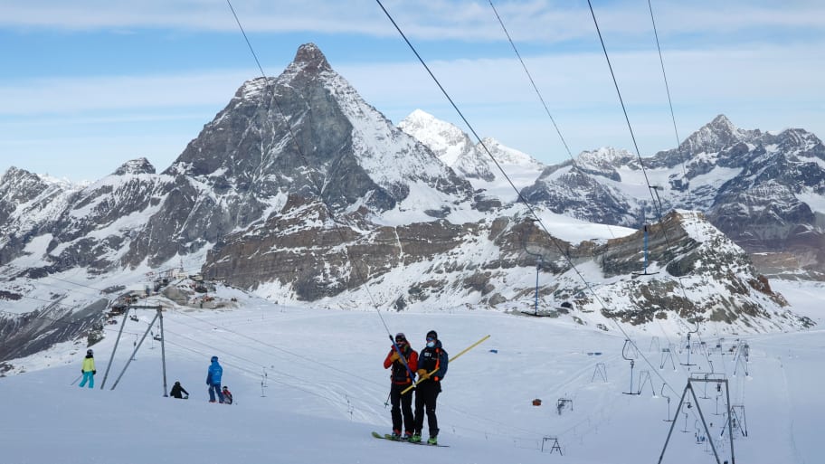 Visitors at the ski resort of Zermatt, Switzerland.