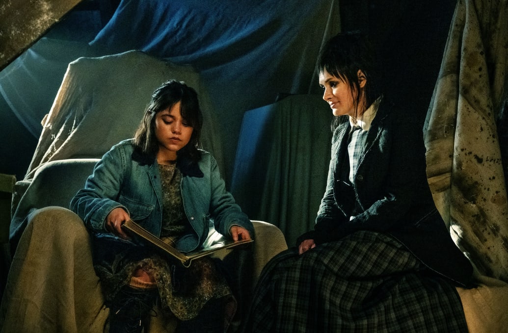 Jenna Ortega as Astrid and Winona Ryder as Lydia in Beetlejuice Beetlejuice.